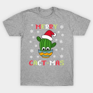 Merry Cact Mas - Cactus With A Santa Hat In A Bowl T-Shirt